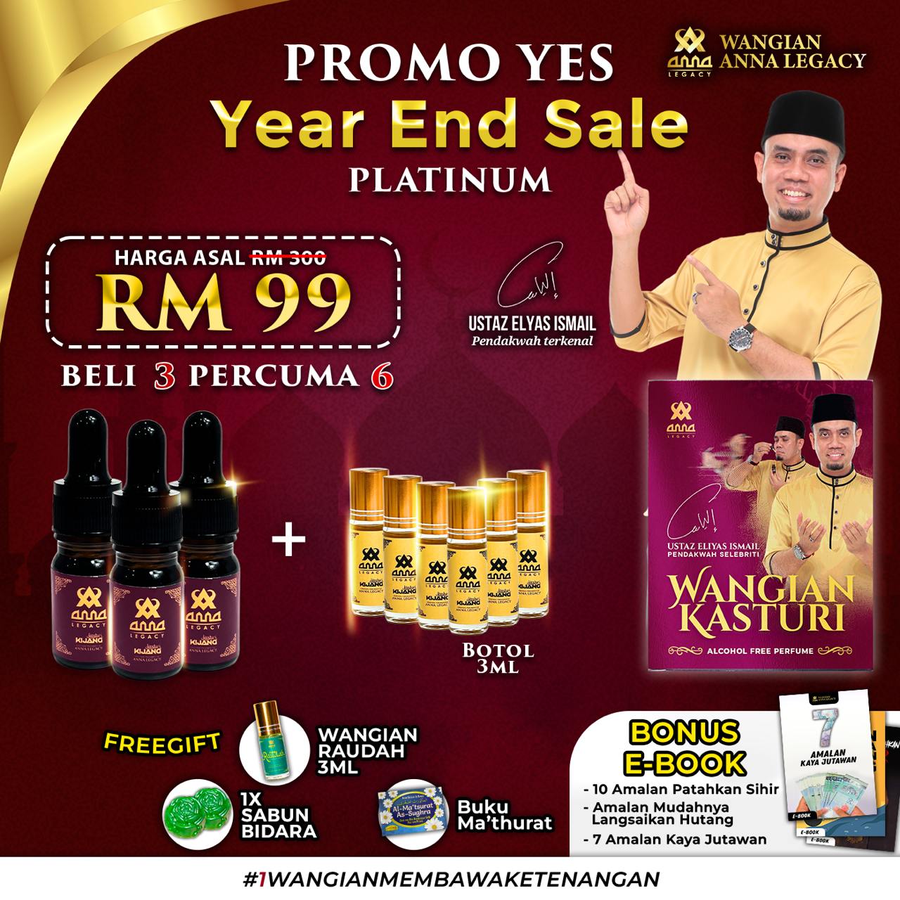 PAKEJ PLATINUM - 3 BOTOL FREE 12 ITEM